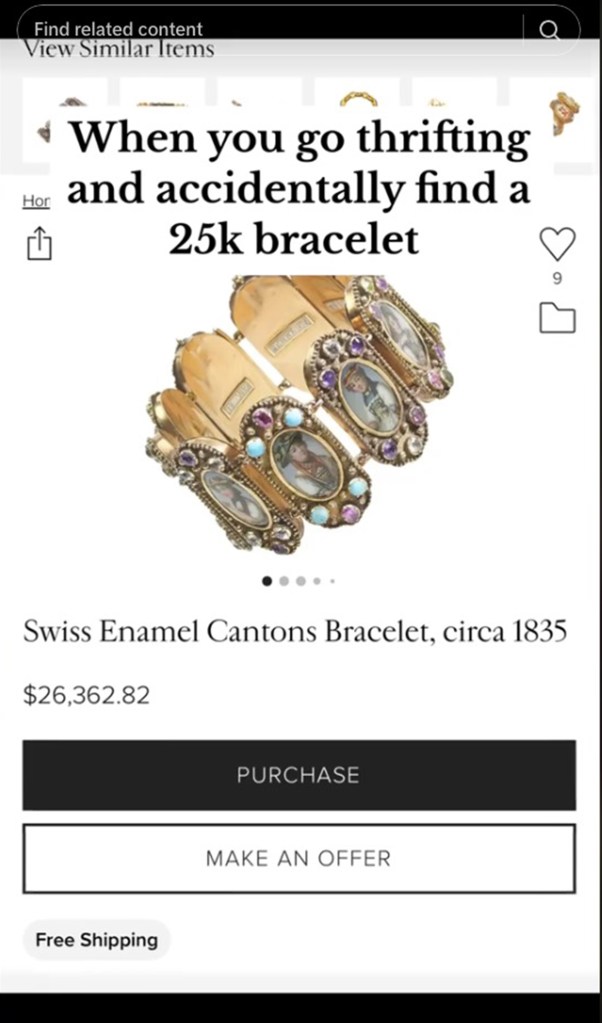 A listing describing a similar bracelet.